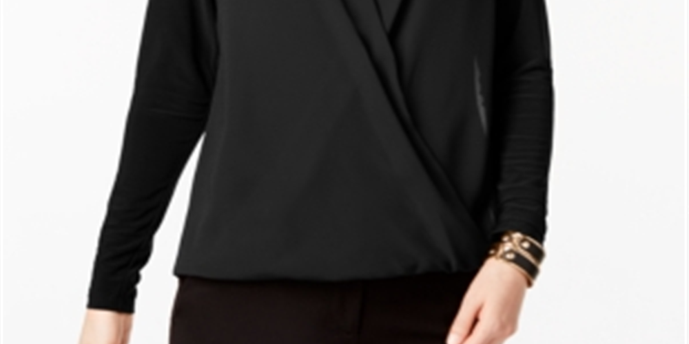 Blusa feminina Alfani Surplice preta tamanho pequeno G