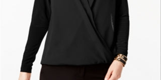 Blusa feminina Alfani Surplice preta tamanho pequeno G