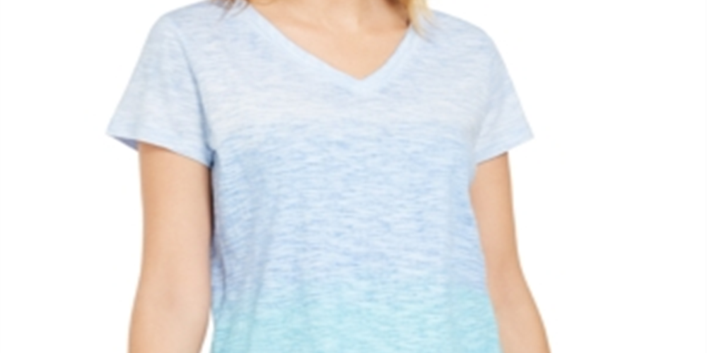 Blusa feminina estampada em algodão estilo &amp; co, azul, tamanho PP