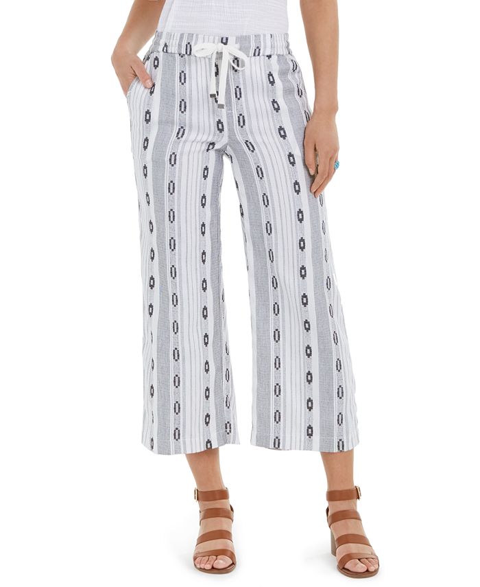 Calça Cropped Jacquard Feminina Style &amp; Co Branca Tamanho XS