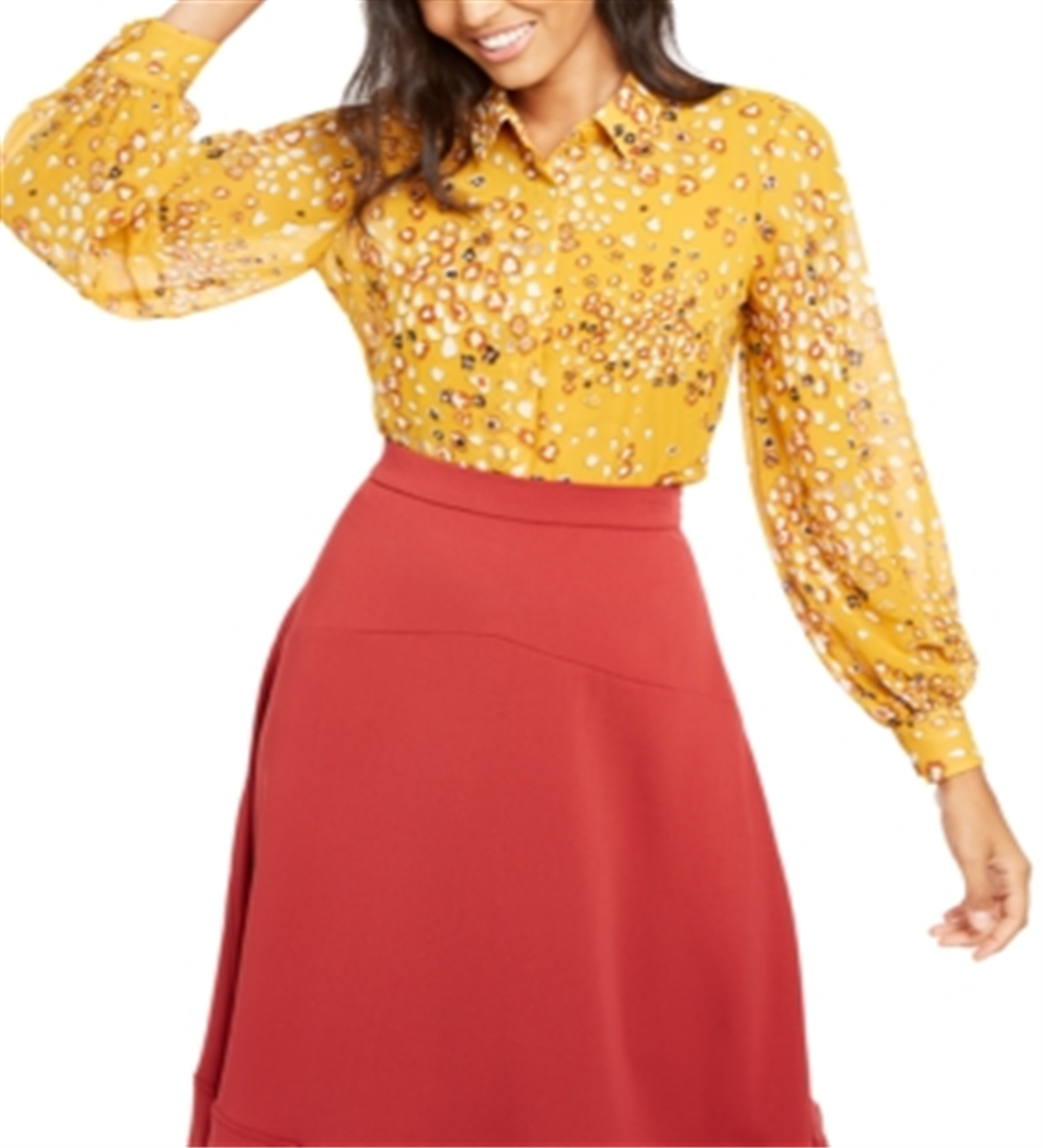 Camisa Alfani Feminina Estampa Animal Amarela Tamanho Pequeno G