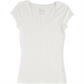 Blusa lisa de malha elástica macia com decote em V Aveto Junior, branca, tamanho extragrande