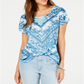 Camiseta feminina estampada com manga dolman Style &amp; Co, azul, tamanho pequeno G