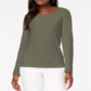 Karen Scott Blusa Feminina de Algodão com Decote Redondo Verde Tamanho Pequeno Médio