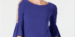 MSK Women's Embellished Bell Sleeve Top Blue Size S