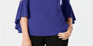 MSK Women's Embellished Bell Sleeve Top Blue Size S