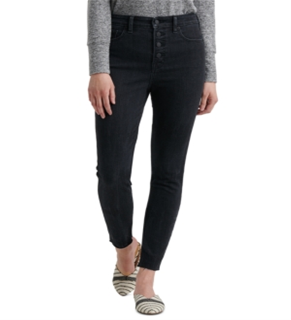 Calça jeans skinny feminina Lucky Brand Bridgette com botões, preta, tamanho 31