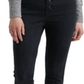 Calça jeans skinny feminina Lucky Brand Bridgette com botões, preta, tamanho 31
