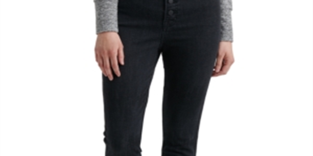 Calça jeans skinny feminina Lucky Brand Bridgette com botões, preta, tamanho 31