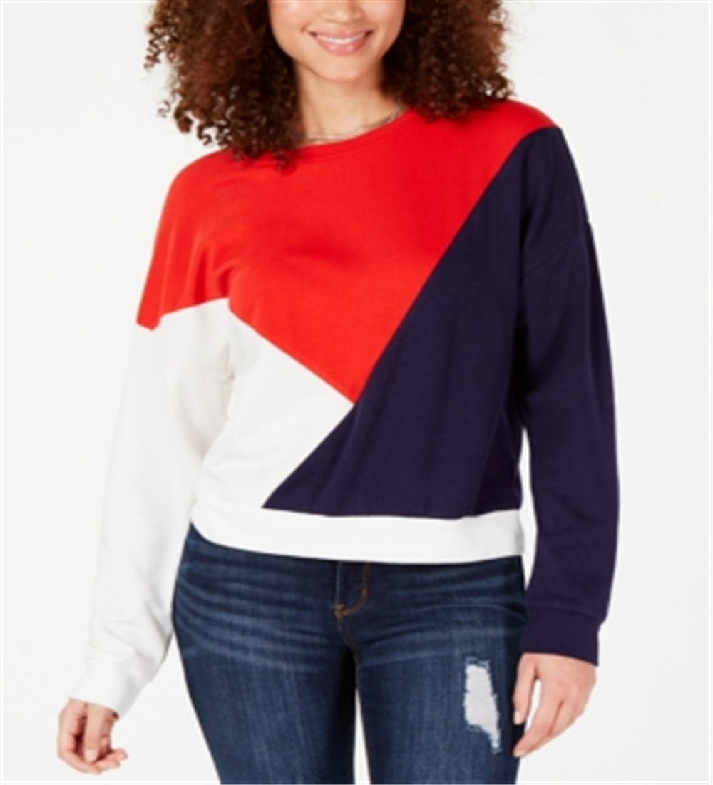 Moletom Hippie Rose Junior Colorblock com zíper de um quarto, vermelho, tamanho extragrande