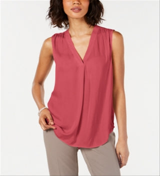 Alfani Regata Feminina Sem Mangas Gola V Vermelha Tamanho X-G