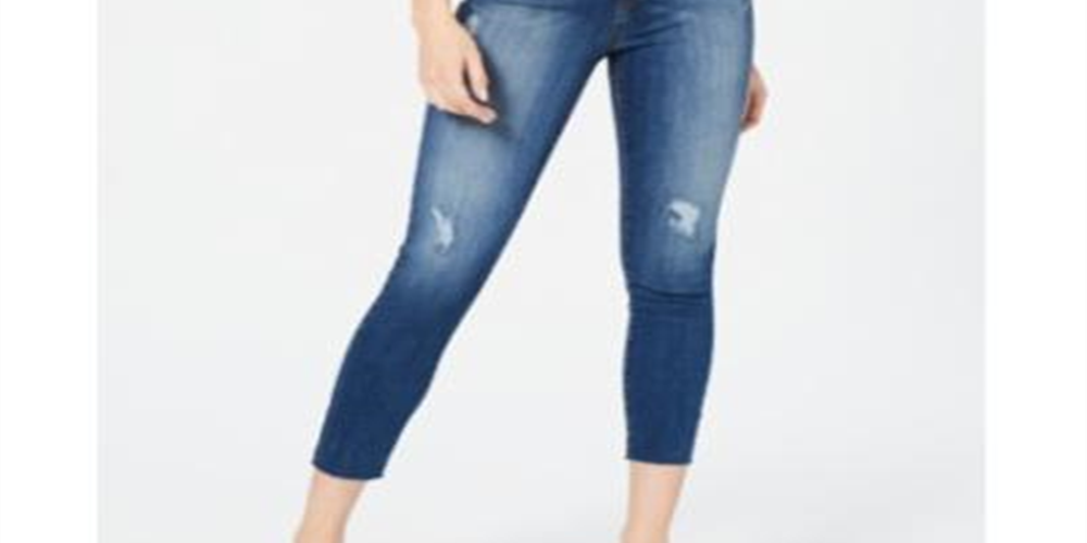 Calça jeans skinny cropped de cintura alta feminina STS Blue, tamanho 32