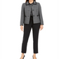 Calça Le Suit Feminina Slim Leg com Acabamento Contrastante Cinza Tamanho 14
