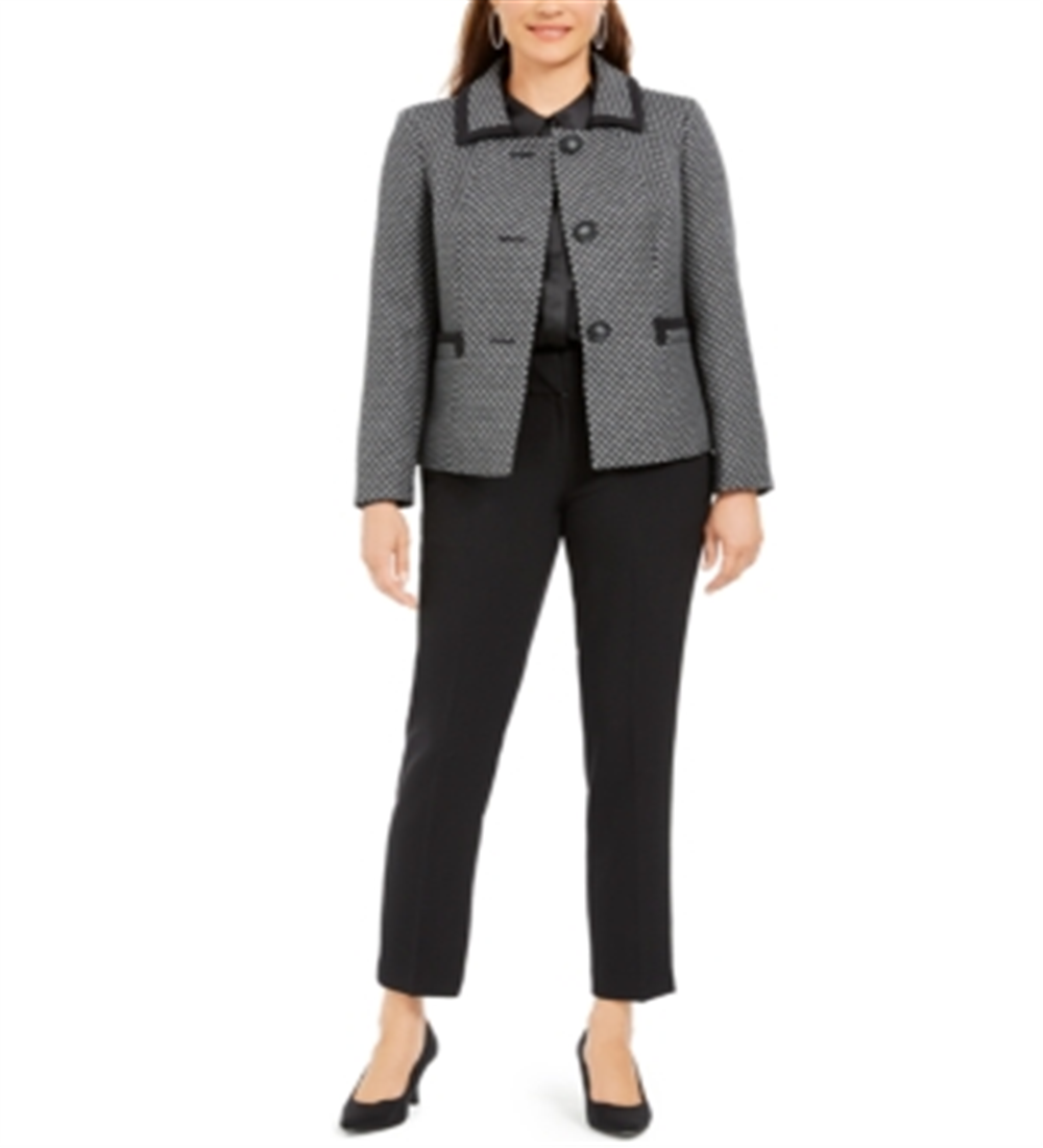 Calça Le Suit Feminina Slim Leg com Acabamento Contrastante Cinza Tamanho 14