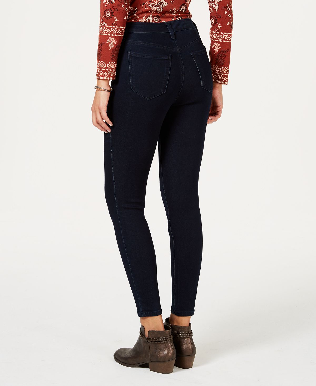 Jeans skinny feminino Style &amp; Co, azul marinho, tamanho 10, pequeno