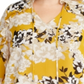 Blusa Calvin Klein Plus Size Feminina com Estampa Floral e Babados, Amarela, Tamanho 1X