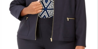 Jaqueta Calvin Klein Feminina de Sarja Sem Gola Azul Tamanho 14W