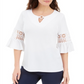 JM Collection Top Feminino com Renda e Enfeites Branco Tamanho XS