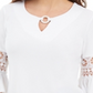 JM Collection Top Feminino com Renda e Enfeites Branco Tamanho XS