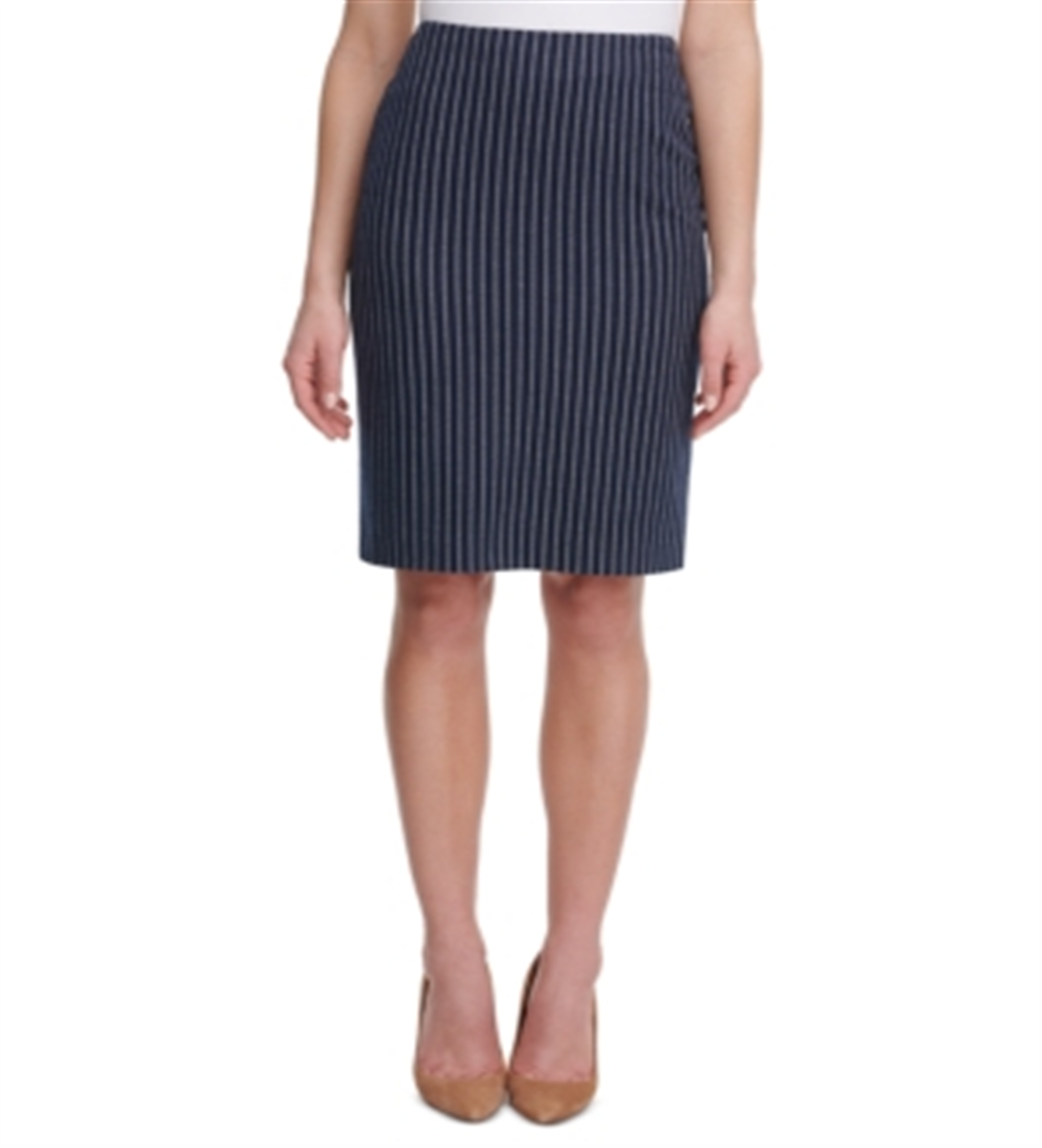 Tommy Hilfiger Saia Lápis Midnight Slim Listrada Feminina Azul Tamanho 12