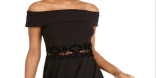 Vestido elegante com ombros à mostra e acabamento em renda de veludo, tamanho 0, para meninos