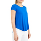 Blusa Alfani Feminina Petites de Veludo com Gola Lisa Azul Tamanho Petite M