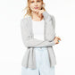 Cardigan de cashmere feminino Charter Club com frente aberta, tamanho pequeno, tamanho G, prateado