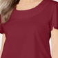 Blusa Karen Scott Basketweave-Trim Flutter-Sleeve, vermelha, tamanho M