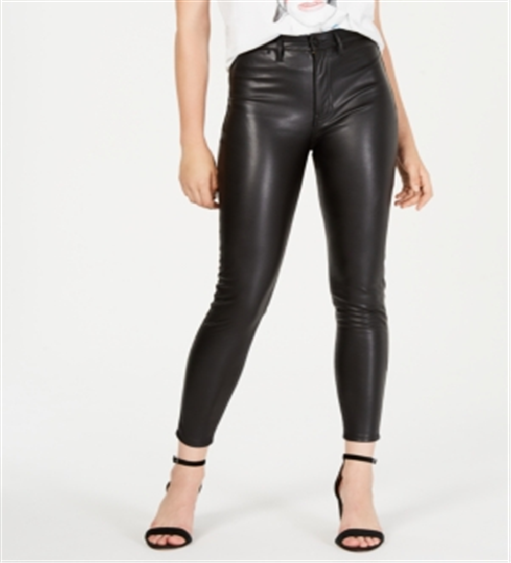 Calça skinny feminina Kendall + Kylie em couro sintético, preta, tamanho 25