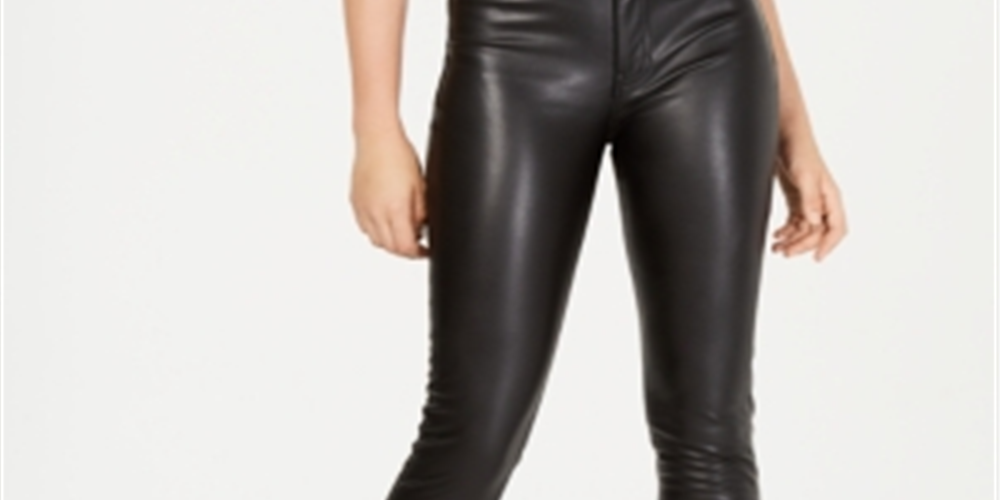 Calça skinny feminina Kendall + Kylie em couro sintético, preta, tamanho 25