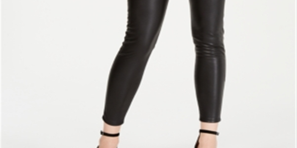 Calça skinny feminina Kendall + Kylie em couro sintético, preta, tamanho 25