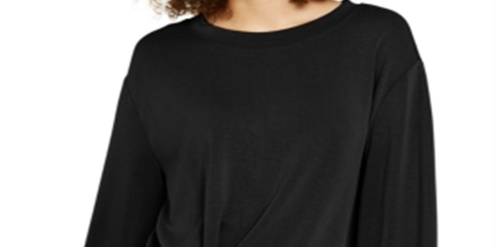 Moletom feminino com capuz e estampa frontal Earth Twist da INC International Concepts, preto, tamanho M