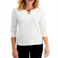 JM Collection Top texturizado feminino, branco, tamanho X-S