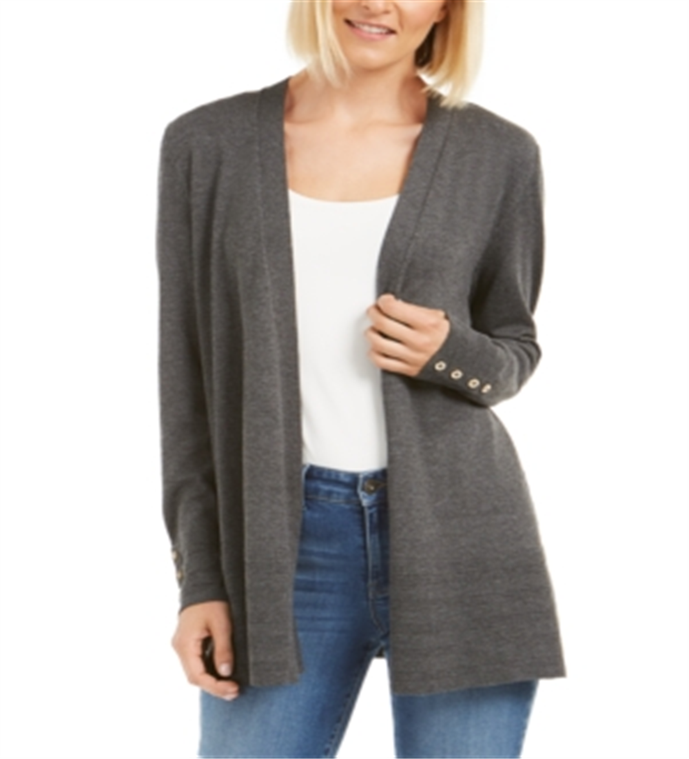 Cardigan feminino Charter Club com frente aberta, cinza, tamanho XX-G