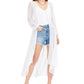 Cardigan feminino transparente de manga comprida aberto Bar III, tamanho grande, branco