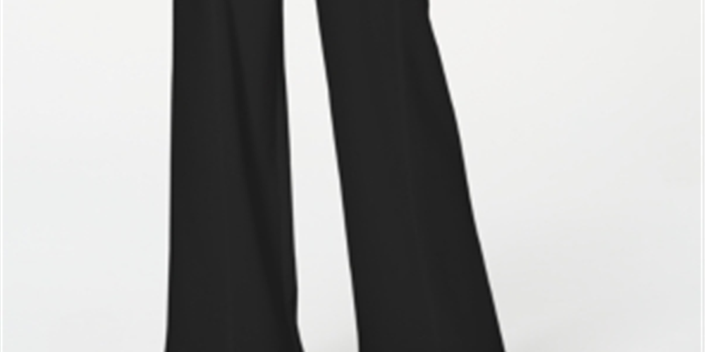 Calça feminina Petite com cinto lateral e perna larga, preta, tamanho 8 P, da Inc International Concepts