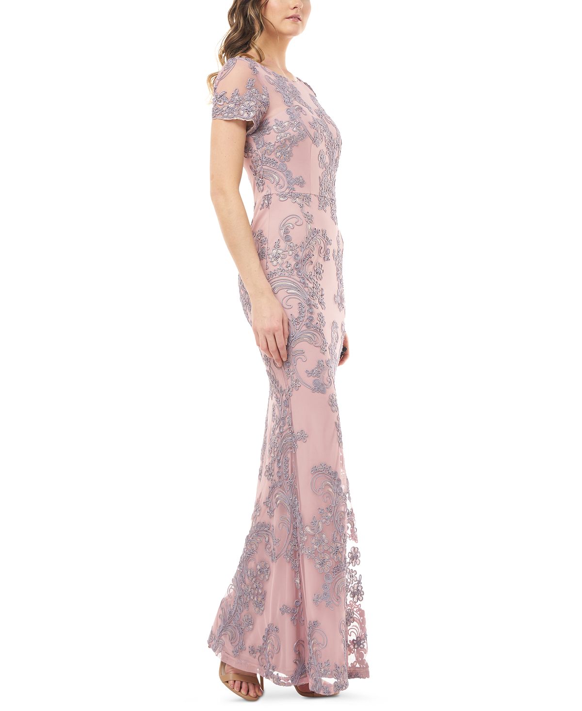 Vestido de festa feminino Soutache da JS Collections, rosa, tamanho 16