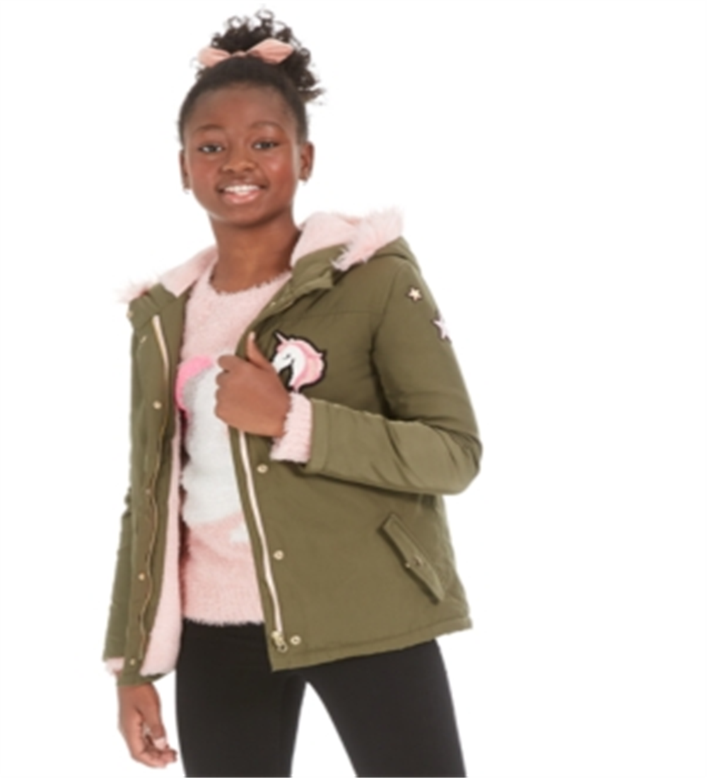 Jaqueta Epic Threads Big Girl's Unicorn Patch Verde Tamanho X-Grande