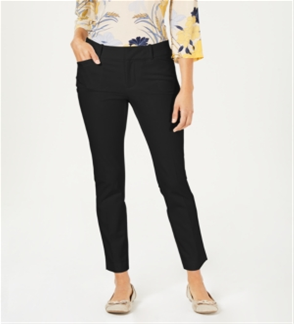 Calça feminina Charter Club Solid Newport Slim Leg Preta Tamanho 6 Petite