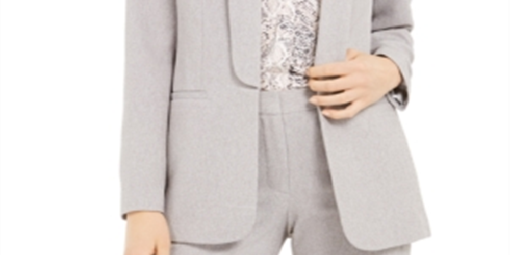 Calvin Klein Parker Blazer Aberto Frontal Feminino Cinza Tamanho 4 Petite