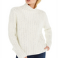 Suéter feminino de gola alta com detalhes INC International Concepts, branco, tamanho P