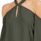 Blusa feminina Bar III com decote em V e ombros descobertos, verde, tamanho XX-G