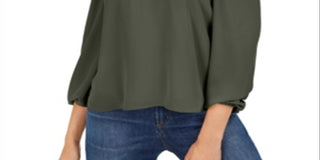 Blusa feminina Bar III com decote em V e ombros descobertos, verde, tamanho XX-G
