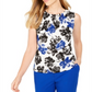 Blusa floral feminina Calvin Klein separada, azul, tamanho pequeno