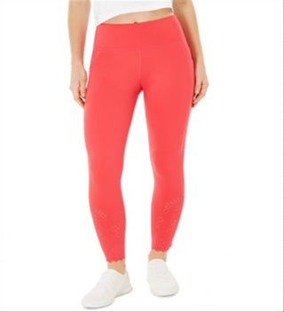 Ideology Women's Perforated Ankle Leggings Pink Size Large