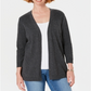 Karen Scott Cardigan Feminino Petite Aberto na Frente Cinza Tamanho Petit M