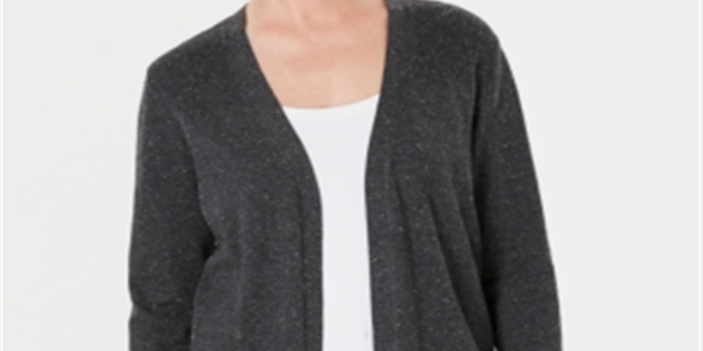 Karen Scott Cardigan Feminino Petite Aberto na Frente Cinza Tamanho Petit M
