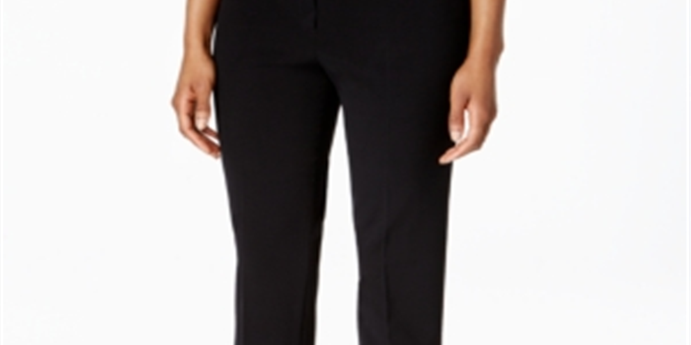 Calça feminina Nine West com bolso e zíper, preta, tamanho 2