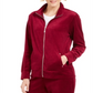 Jaqueta esportiva feminina Karen Scott com zíper e veludo vermelho, tamanho pequeno