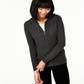 Moletom com capuz feminino de cashmere com zíper frontal, cinza, tamanho pequeno